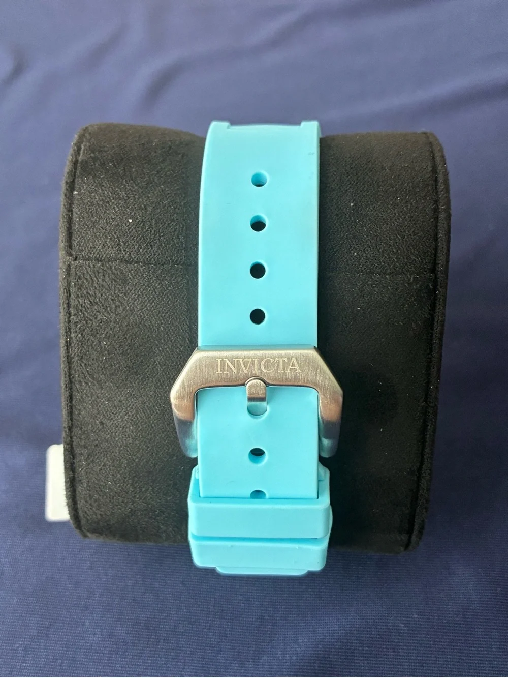 Invicta White Watch with Coral Orange Bezel and Aqua Strap